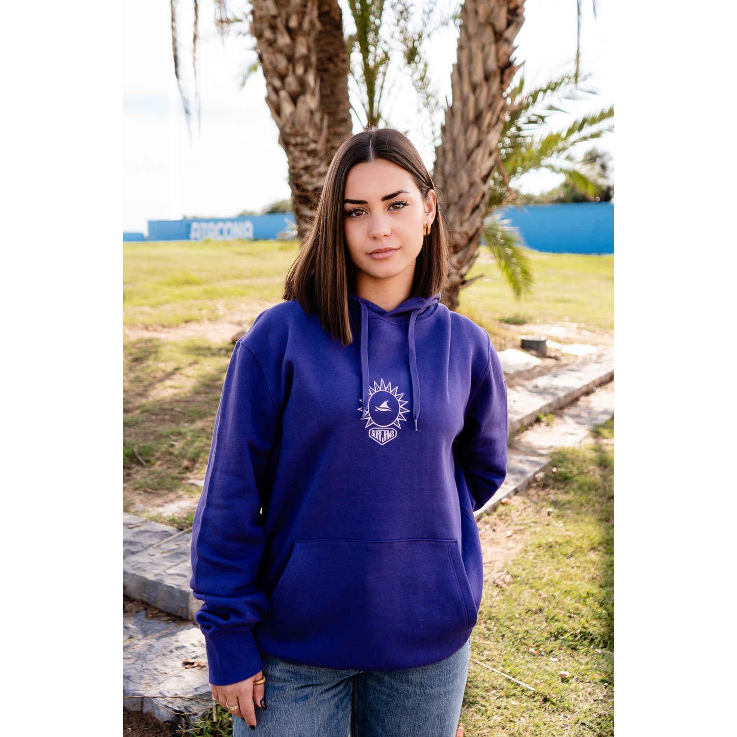 Sudadera SurfJaws "Yin Yang" - 100% Orgánica, Color Morado