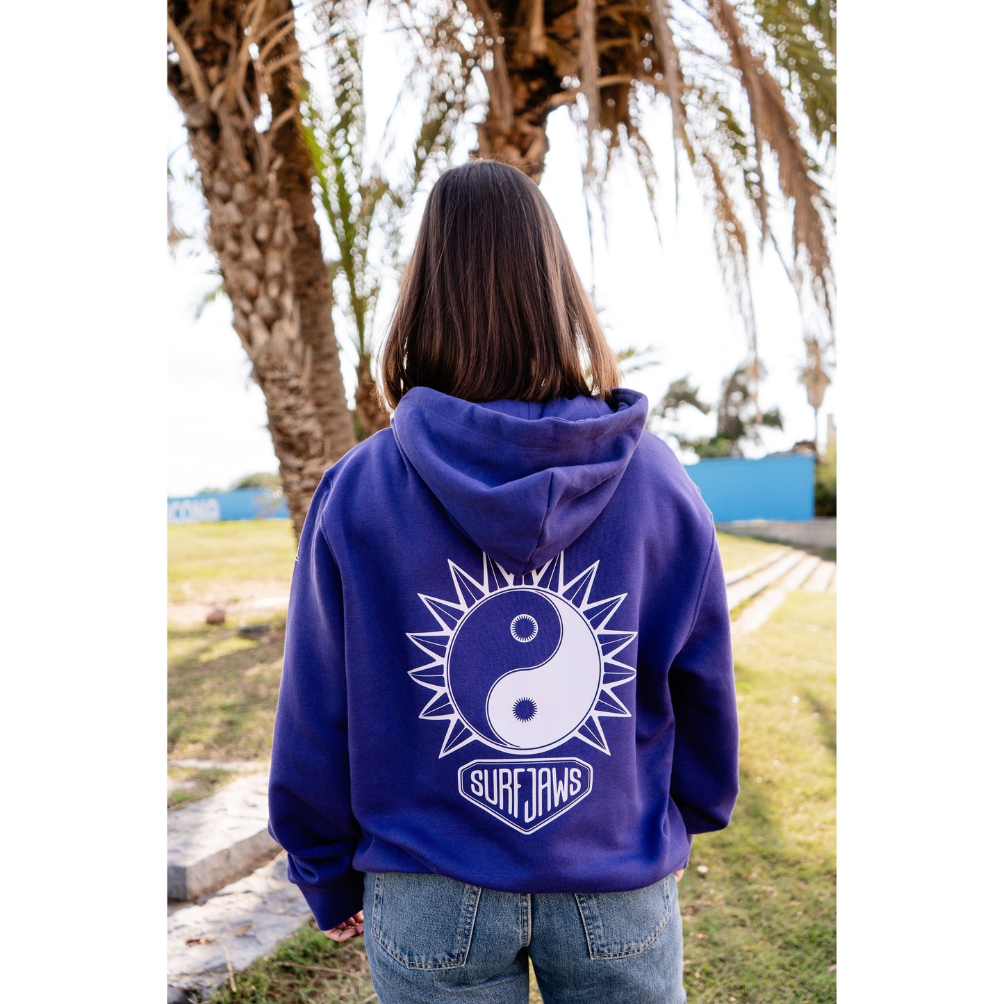 Sudadera SurfJaws "Yin Yang" - 100% Orgánica, Color Morado