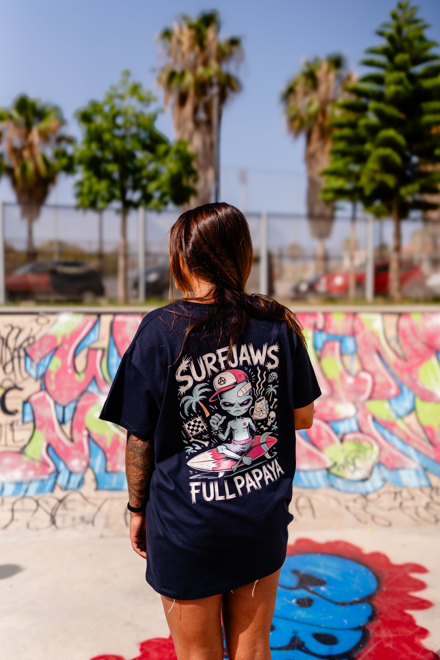 Camiseta SurfJaws Full Papaya – Tropical Rebelde Urbano