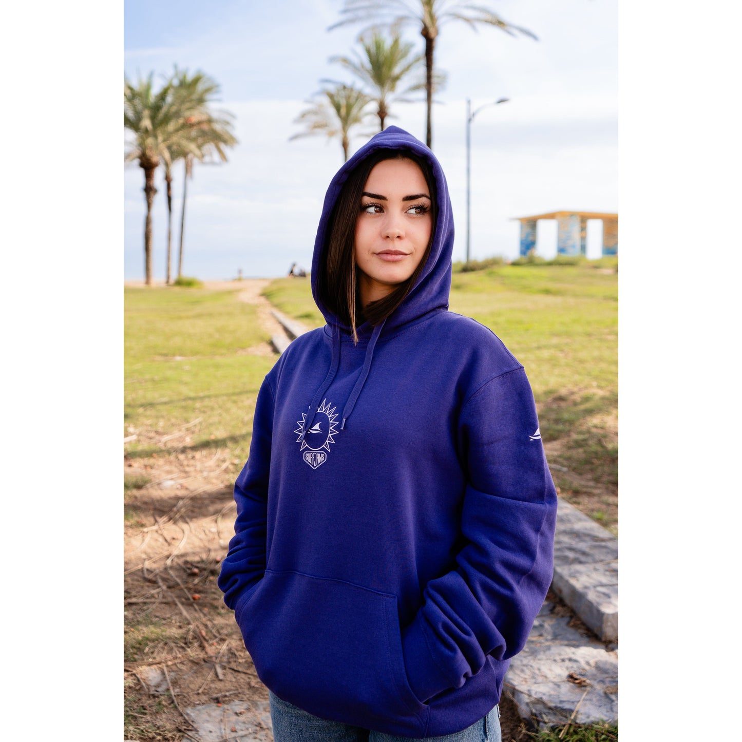 Sudadera SurfJaws "Yin Yang" - 100% Orgánica, Color Morado